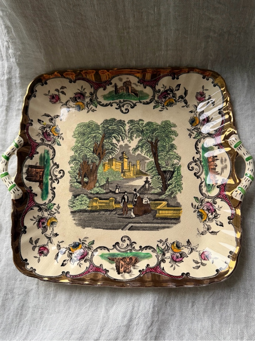 1932 Mason’s England Patent Ironstone Square Handled Cake Plate